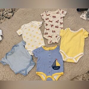 Mixed Baby One-Piece Bodysuit Set - Yellow, Blue, White, Cream, Gray